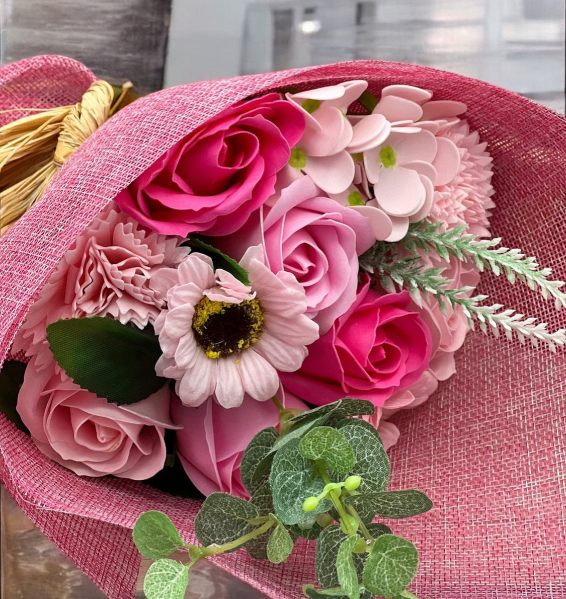 Bouquet en pétales de savon Rose