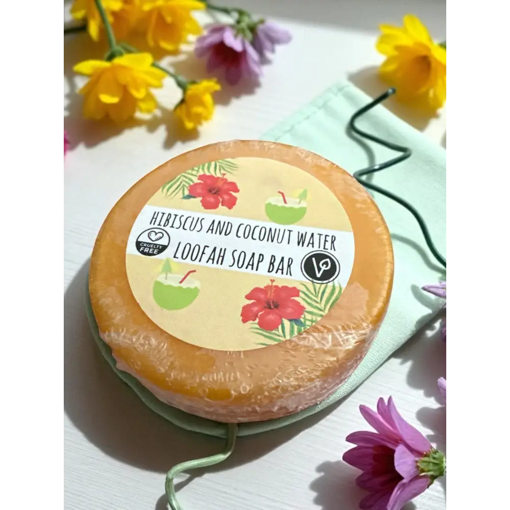 Savon loofah au choix Destockage - Hibiscus et eau de coco - Savon loofah