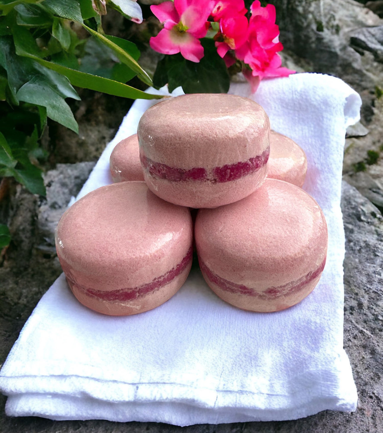 Macaron de bain effervescent