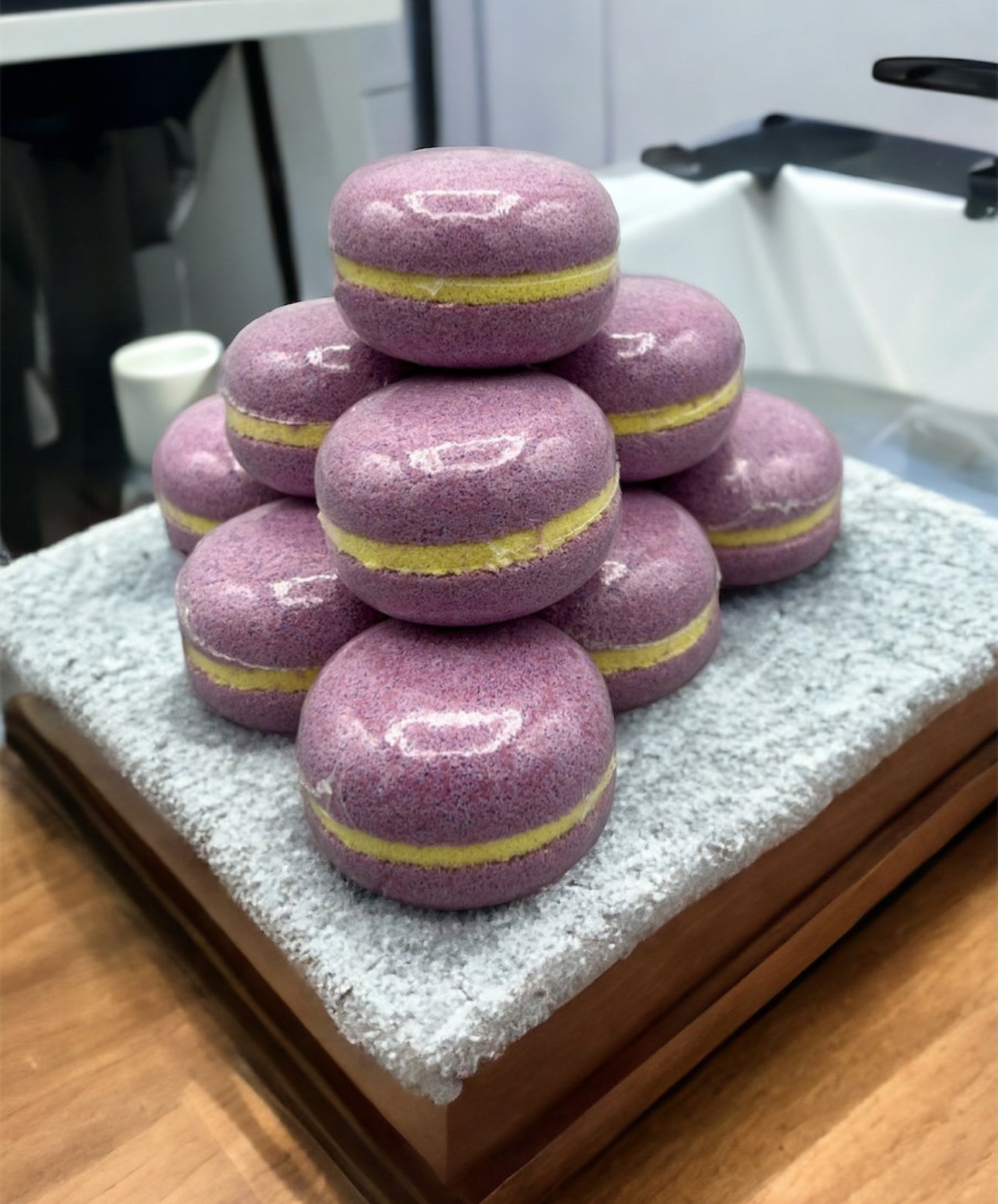 Macaron de bain effervescent