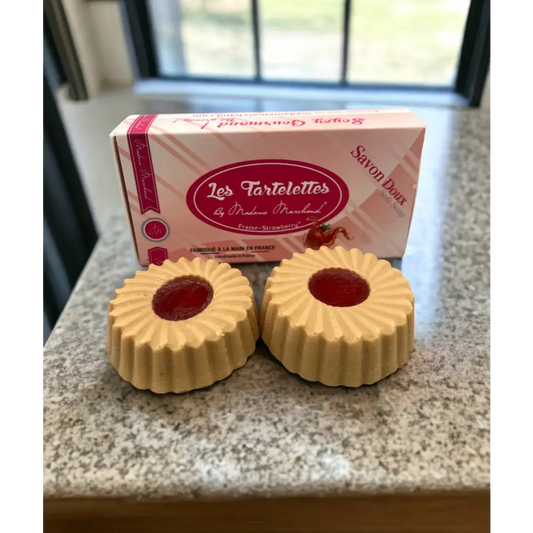 Savons tartelettes parfum fraise ou chocolat Destockage - Fraise - Savon gourmand